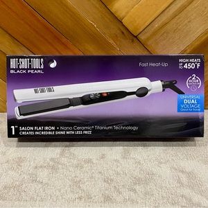 Hot Shot Tools Black Pearl 1” Salon Flat Iron Hair Straightener